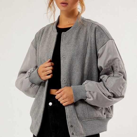 PacSun Wool Bomber Varsity Jacket Size M/L So Cute Worn Oversized As Well! - Picture 1 of 4